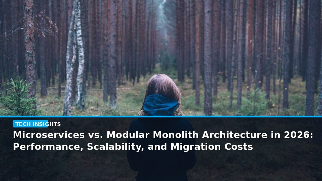 Microservices vs. Modular Monolith Architecture in 2026: Performance, Scalability, and Migration Costs - editorial cover photograph